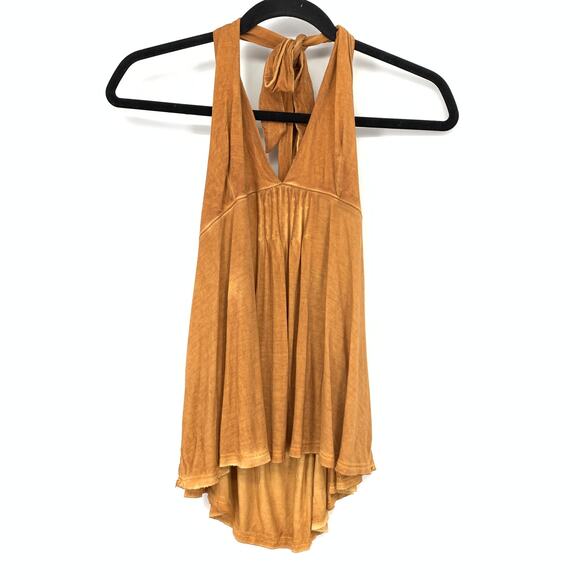 Free People Tops - Free People We The Free Halter V-Neck Tank Top Brownish Orange Womens Sz Small
